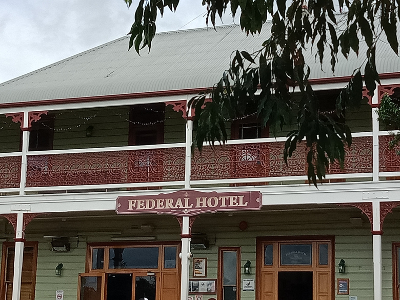 The Federal Hotel outside of building Federation Style Building in Alstonville Country Pub