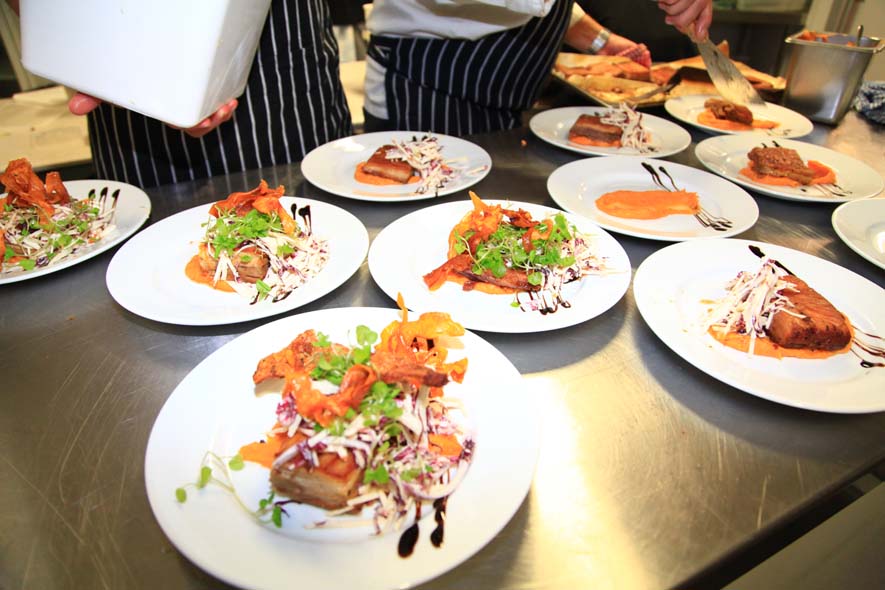 Plates set up ready to be served