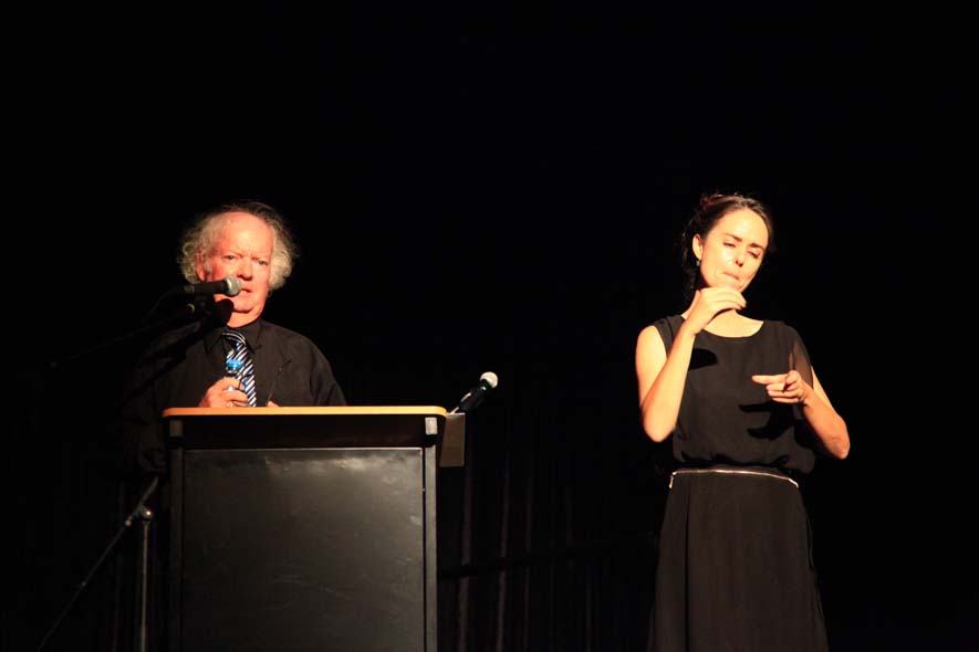 Speaker with Auslan interpreter