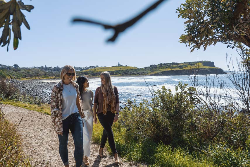 Boulders Beach Ballina Lennox Head Ladies walking along a coastal track with beach views