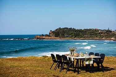 Coastal Banquet Table set up on headland