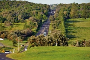 road through trees over hill Custom