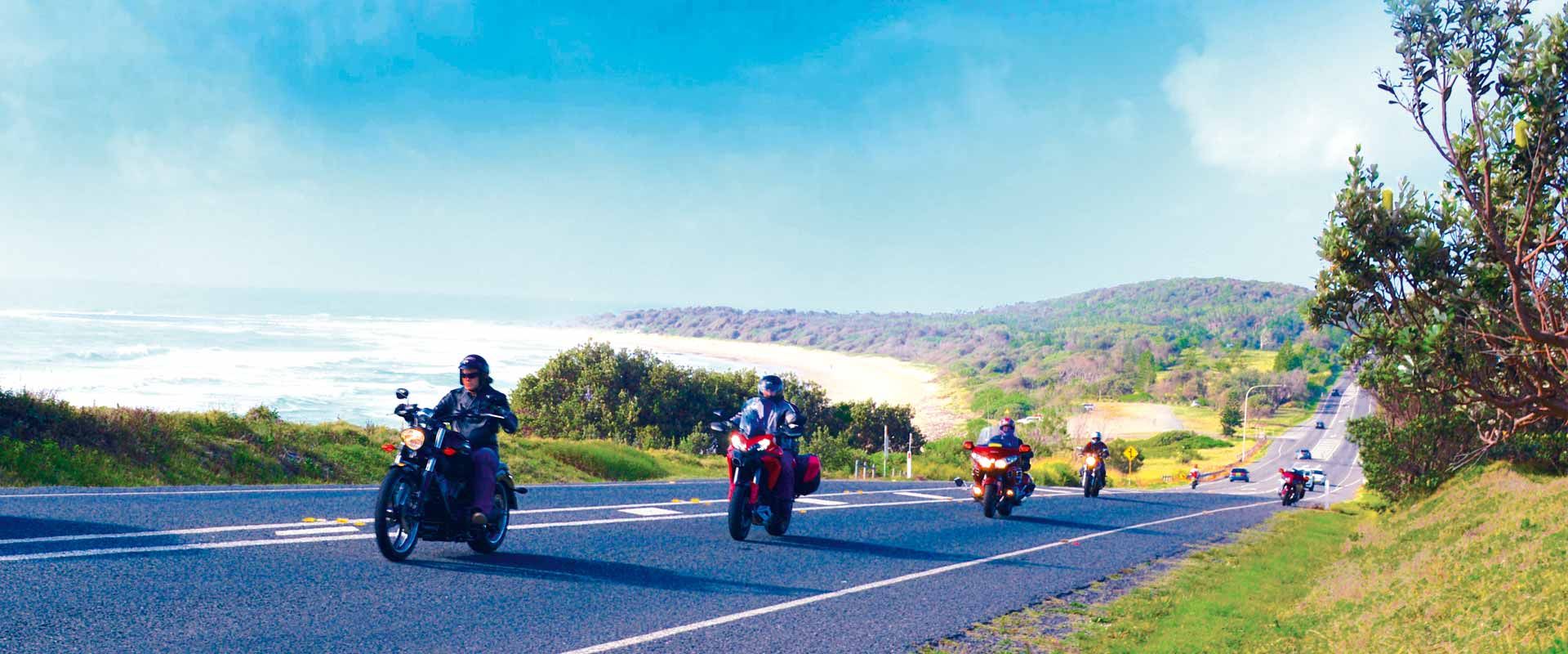 Motorbikes riding the Coast Road
