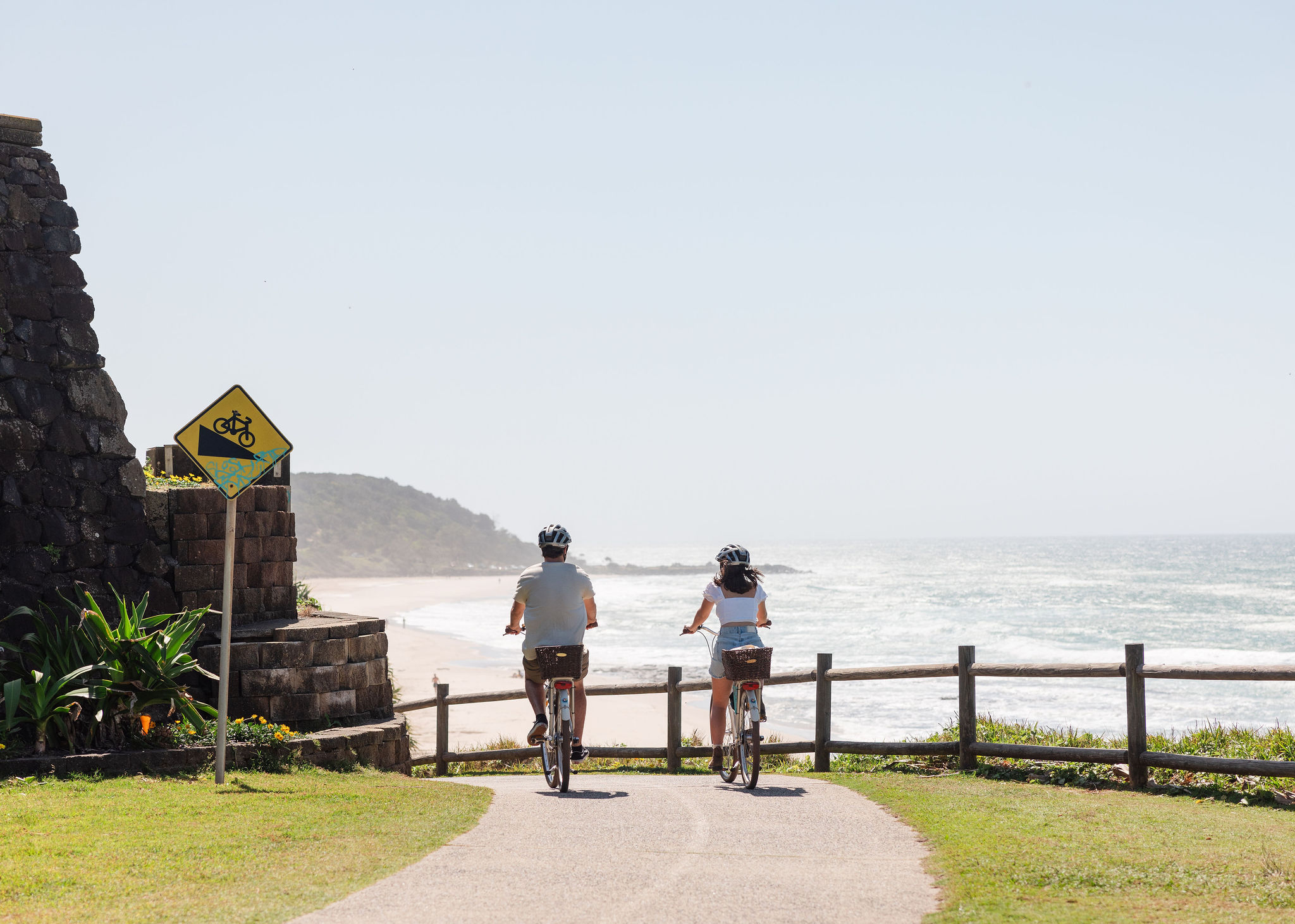 Bikes along coast path