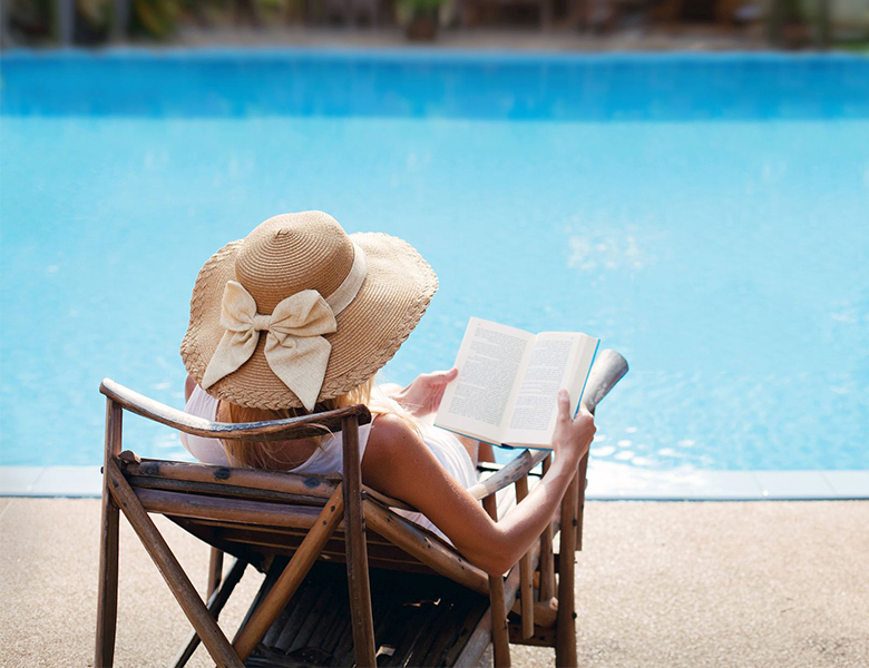 Relaxing by the pool