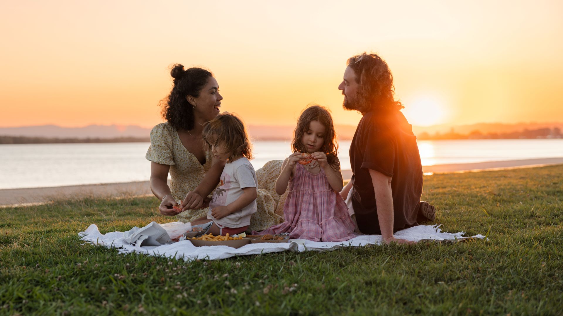 Family on Richmond River at Sunset