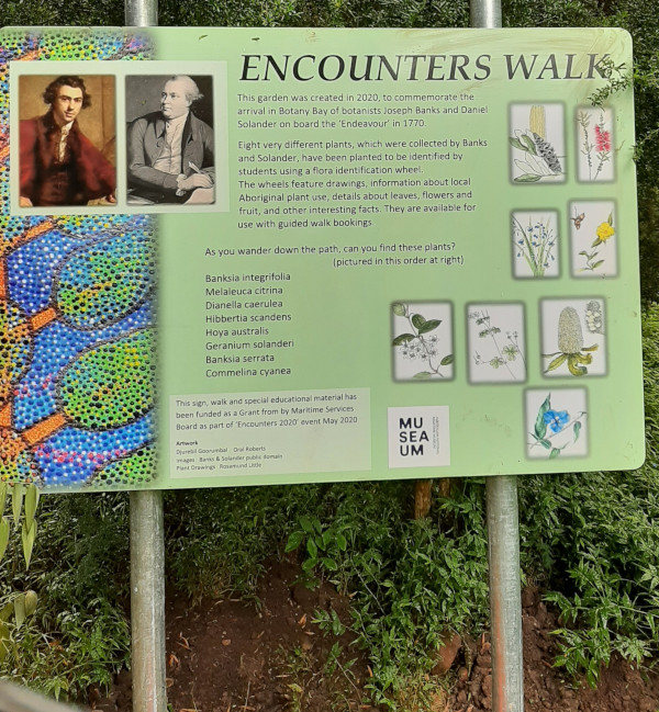 Close up Signage in Banks Encounters 2020 Garden