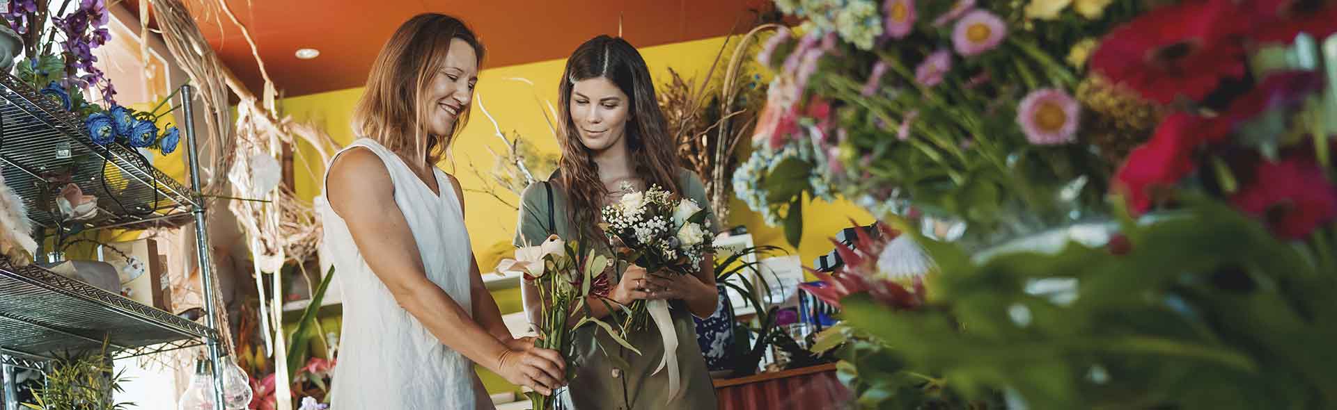 Woman selecting flowers