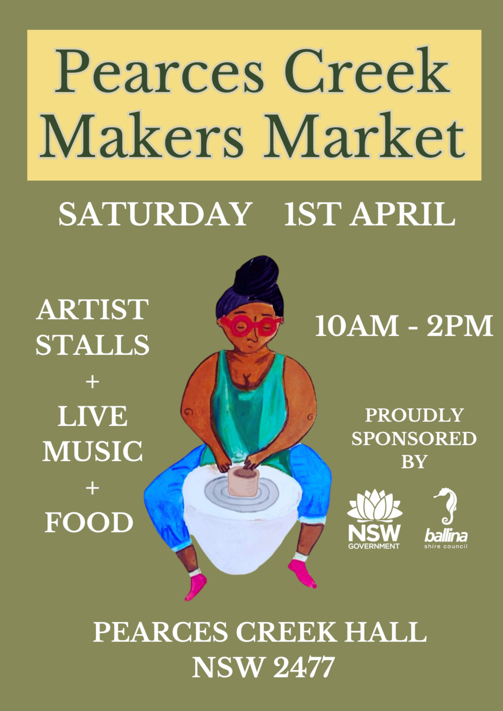 Pearces Creek Hall Makers Market April 1st