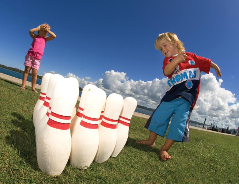 Kids Playing Ten Pin in Fawcett Park